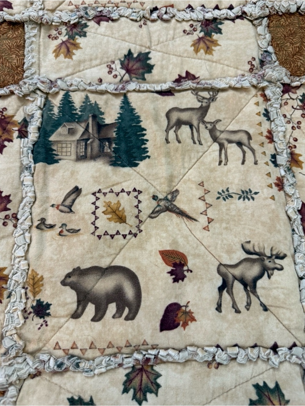 Wildlife Tan 47” X 71” Handmade Quilt - Picture 4 of 12